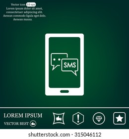 Smartphone email or sms icon. Mobile mail sign simbol.