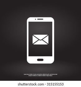 Smartphone email or sms icon. Mobile mail sign simbol.