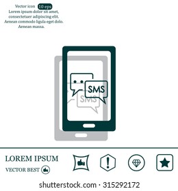 Smartphone email or sms icon. Mobile mail sign simbol.