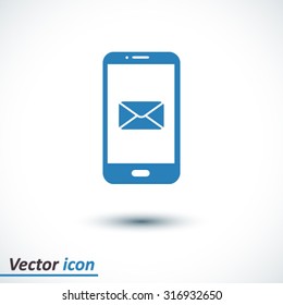Smartphone email or sms icon. Mobile mail sign symbol.