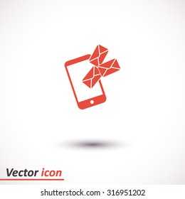 Smartphone email or sms icon. Mobile mail sign symbol.