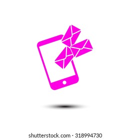Smartphone email or sms icon. Mobile mail sign simbol.