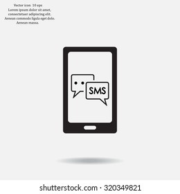Smartphone email or sms icon. Mobile mail sign simbol.