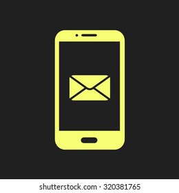 Smartphone email or sms icon. Mobile mail sign simbol.