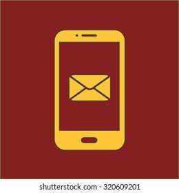 Smartphone email or sms icon. Mobile mail sign symbol.