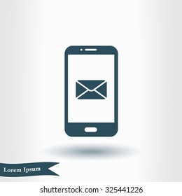 Smartphone email or sms icon. Mobile mail sign symbol.