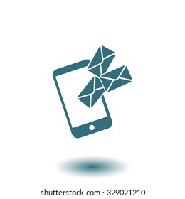 Smartphone email or sms icon. Mobile mail sign simbol.