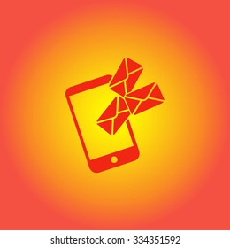 Smartphone email or sms icon. Mobile mail sign simbol.