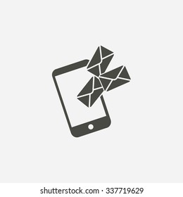 Smartphone email or sms icon. Mobile mail sign simbol.