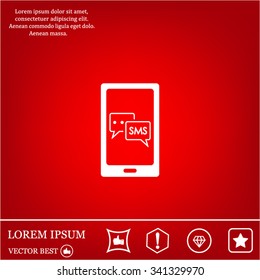 Smartphone email or sms icon. Mobile mail sign simbol.