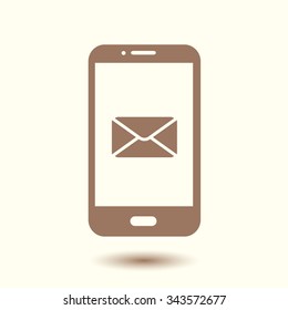 Smartphone email or sms icon. Mobile mail sign simbol.