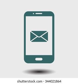 Smartphone email or sms icon. Mobile mail sign symbol.