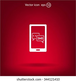 Smartphone email or sms icon. Mobile mail sign symbol.