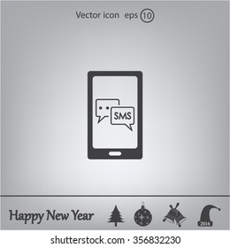 Smartphone email or sms icon. Mobile mail sign simbol.