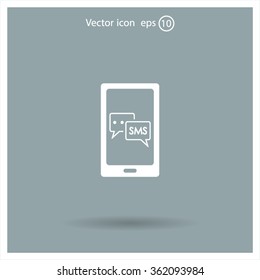 Smartphone email or sms icon. Mobile mail sign simbol.