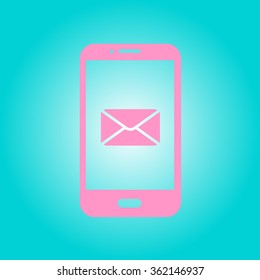 Smartphone email or sms icon. Mobile mail sign simbol.