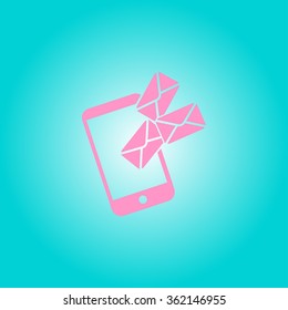 Smartphone email or sms icon. Mobile mail sign simbol.