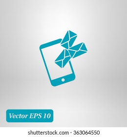 Smartphone email or sms icon. Mobile mail sign simbol.