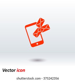 Smartphone email or sms icon. Mobile mail sign simbol.