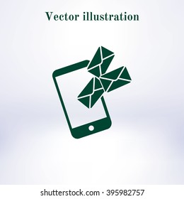 Smartphone email or sms icon. Mobile mail sign simbol.