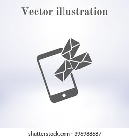 Smartphone email or sms icon. Mobile mail sign symbol.