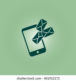 Smartphone email or sms icon. Mobile mail sign symbol.