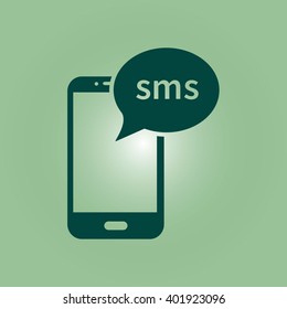Smartphone email or sms icon. Mobile mail sign symbol.