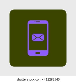 Smartphone email or sms icon. Mobile mail sign symbol.