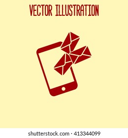 Smartphone email or sms icon. Mobile mail sign simbol.