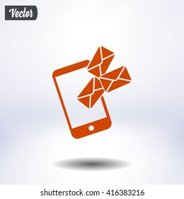 Smartphone email or sms icon. Mobile mail sign simbol.