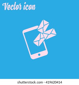 Smartphone email or sms icon. Mobile mail sign simbol.