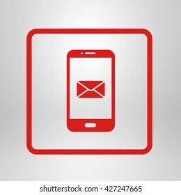 Smartphone email or sms icon. Mobile mail sign simbol.