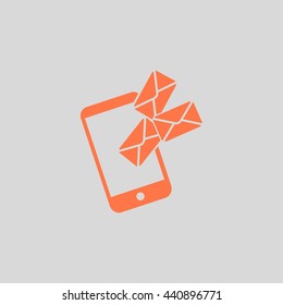 Smartphone email or sms icon. Mobile mail sign simbol.