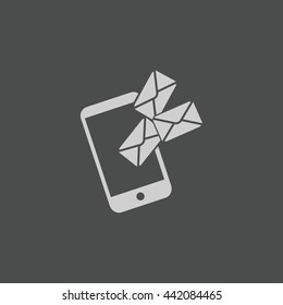 Smartphone email or sms icon. Mobile mail sign simbol.