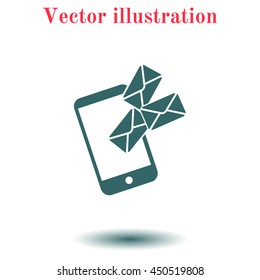 Smartphone email or sms icon. Mobile mail sign simbol.