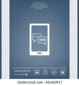 Smartphone email or sms icon. Mobile mail sign simbol.