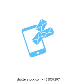 Smartphone email or sms icon. Mobile mail sign symbol.