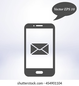 Smartphone email or sms icon. Mobile mail sign symbol.
