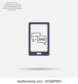 Smartphone email or sms icon. Mobile mail sign simbol.