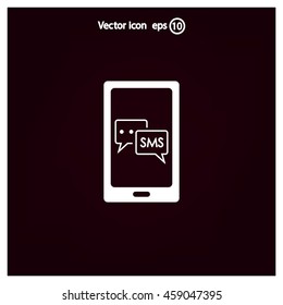 Smartphone email or sms icon. Mobile mail sign symbol.