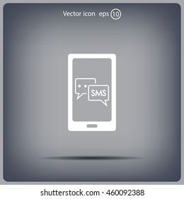 Smartphone email or sms icon. Mobile mail sign simbol.
