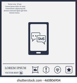 Smartphone email or sms icon. Mobile mail sign simbol.