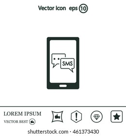 Smartphone email or sms icon. Mobile mail sign simbol.
