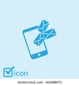 Smartphone email or sms icon. Mobile mail sign simbol.