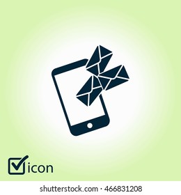 Smartphone email or sms icon. Mobile mail sign simbol.