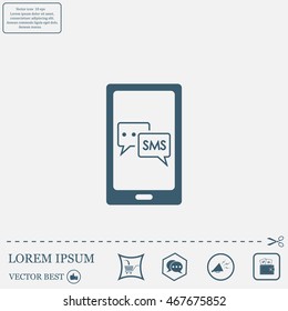 Smartphone email or sms icon. Mobile mail sign simbol.