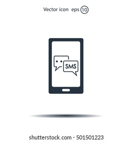 Smartphone email or sms icon. Mobile mail sign simbol.
