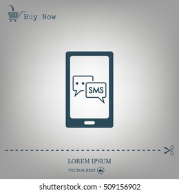 Smartphone email or sms icon. Mobile mail sign simbol.