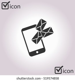 Smartphone email or sms icon. Mobile mail sign simbol.