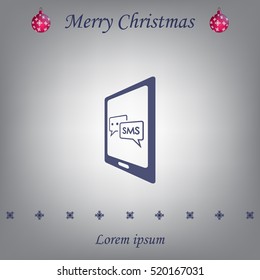 Smartphone email or sms icon. Mobile mail sign simbol.